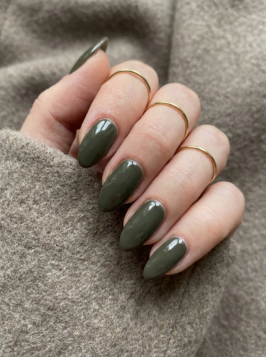Dark Olive Green Nails als Dark Fall Nails Inspiration 2026